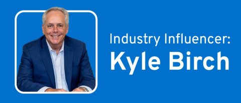 Blue banner with Kyle Birch pictured with the words "Industry Influencer: Kyle Birch"