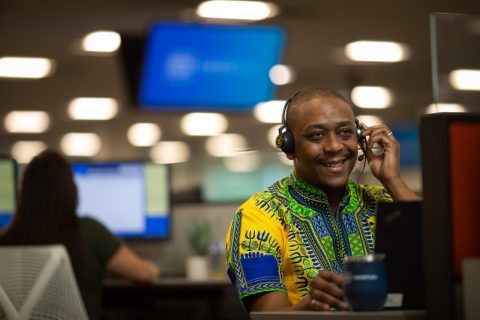 Man working in a call center