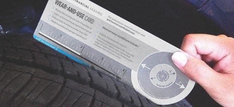 Normal tire tread being measured